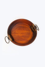 Bowl De Madeira Com Alça De Ferro M