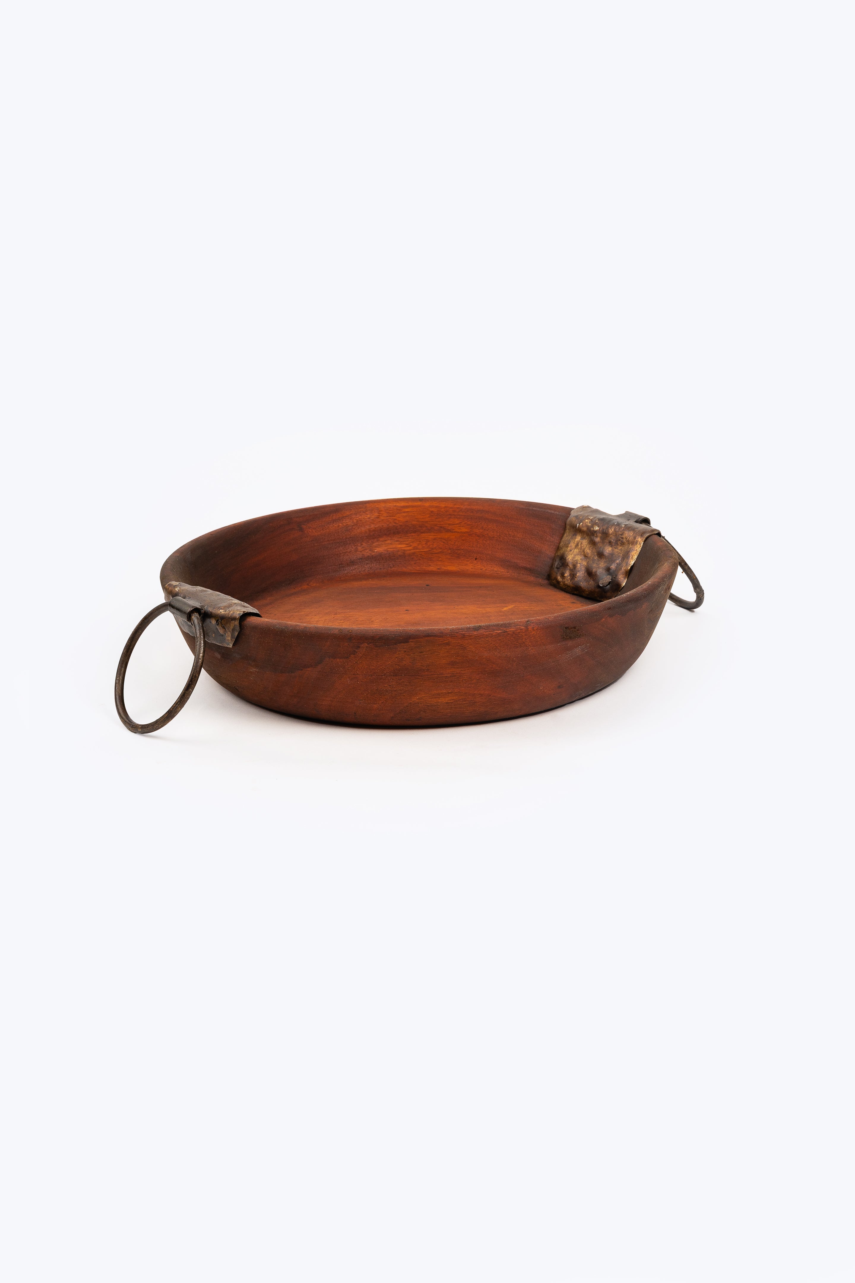 Bowl De Madeira Com Alça De Ferro P