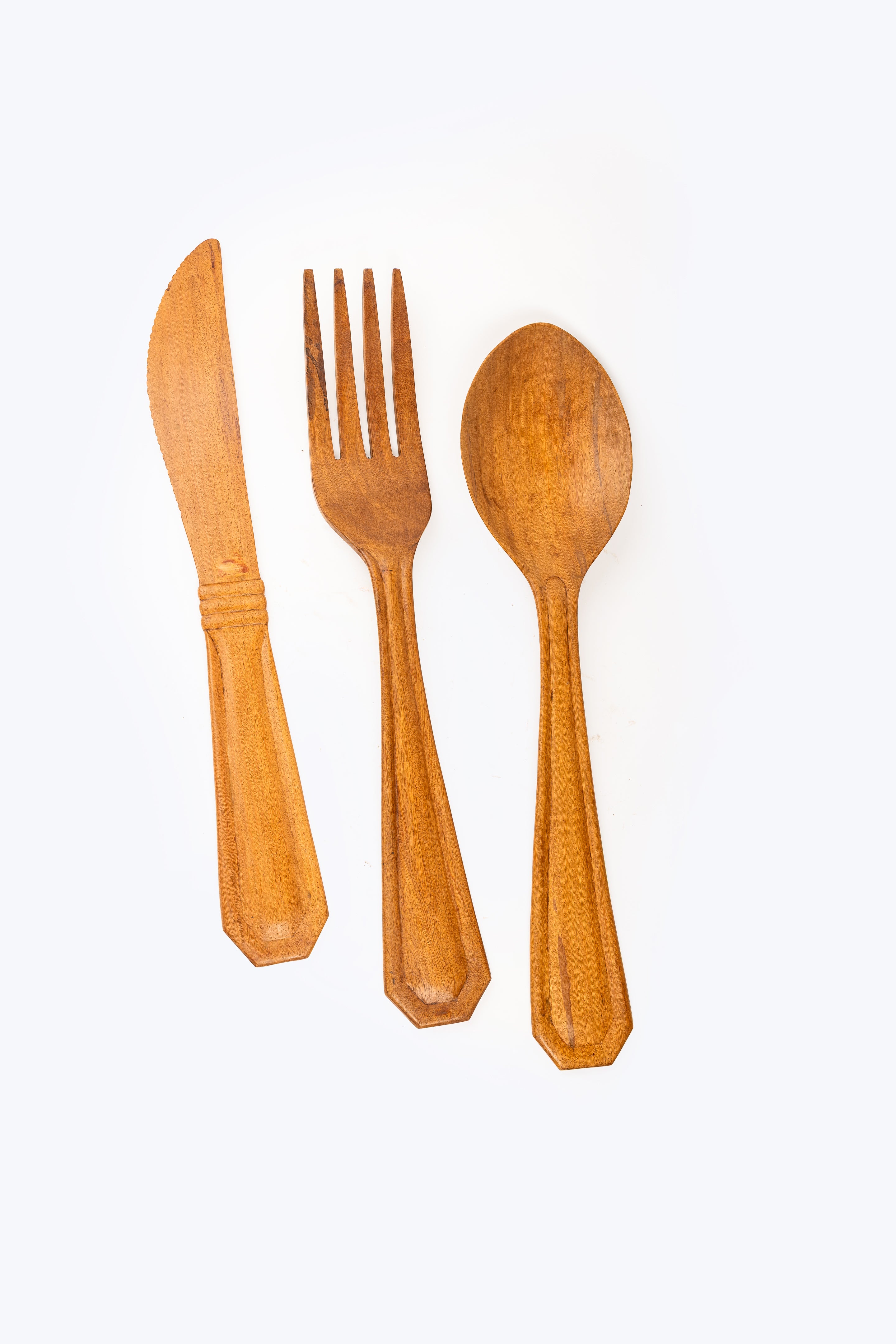 Trio De Talheres Em Madeira