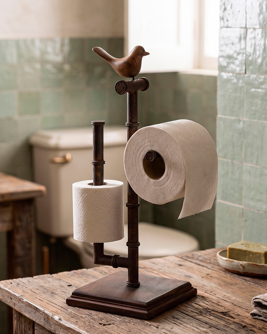 Porta papel higiênico pássaro ferrugem